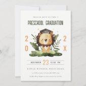 Rustic Cute Kinder Lion Foliage Preschool Afstuder Kaart (Voorkant)