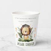 Rustic Cute Kinder Lion Foliage Preschool Afstuder Papieren Bekers (Achterkant)