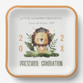 Rustic Cute Kinder Lion Foliage Preschool Afstuder Papieren Bordje (Voorkant)