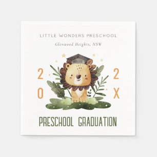Rustic Cute Kinder Lion Foliage Preschool Afstuder Servet