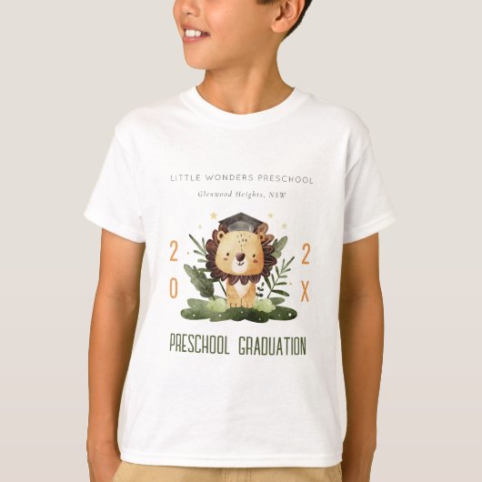 Rustic Cute Kinder Lion Foliage Preschool Afstuder T-shirt (Voorkant)