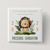 Rustic Cute Kinder Lion Foliage Preschool Afstuder Vierkante Button 5,1 Cm (Voorkant)