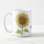 Rustic Cute Personalized Name Waterverf Sunflower Koffiemok (Links)