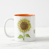 Rustic Cute Personalized Name Waterverf Sunflower Tweekleurige Koffiemok (Links)