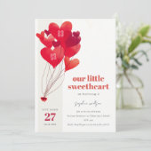 Rustic Cute Red Heart Balloons Liefje Birthday Kaart (Staand voorkant)