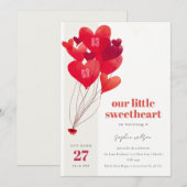 Rustic Cute Red Heart Balloons Liefje Birthday Kaart (Voorkant / Achterkant)