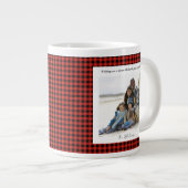 Rustic Cute Red Plaid Monogram 2 Photo Christmas Grote Koffiekop (Voorkant rechts)