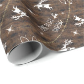 Rustic Cute Reindeer Icon & Twinkle Lights Dashing Cadeaupapier (Rol Hoek)