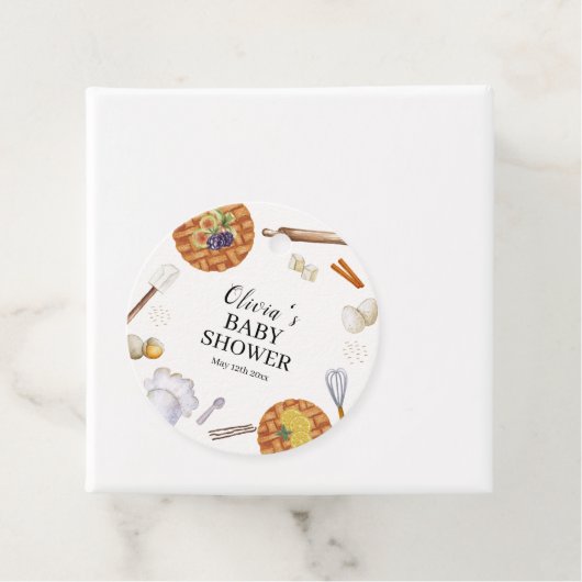 Rustic Cutie Baking Pie Baby shower Bedankjes Labels (In situ)