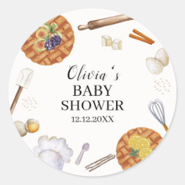 Rustic Cutie Baking Pie Baby shower Ronde Sticker