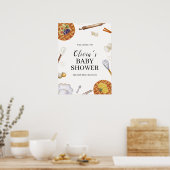 Rustic Cutie Baking Pie Baby shower Welkom Poster (Keuken)