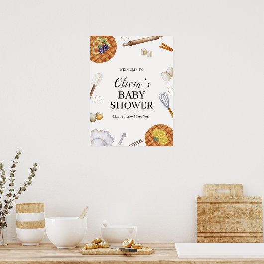 Rustic Cutie Baking Pie Baby shower Welkom Poster (Keuken)