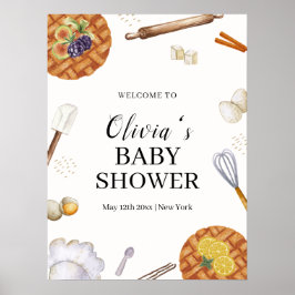 Rustic Cutie Baking Pie Baby shower Welkom Poster
