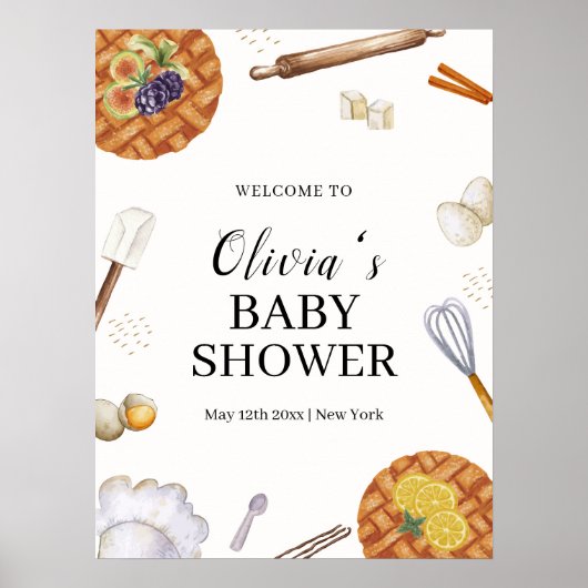 Rustic Cutie Baking Pie Baby shower Welkom Poster (Voorkant)