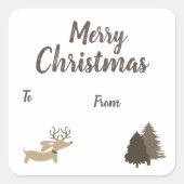 Rustic Dachshund Gift Label Kerstmis Doxie (Voorkant)