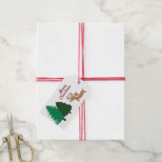 Rustic Dachshund Gift Label Kerstmis Doxie Cadeaulabel (Met Touw)
