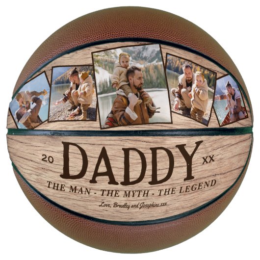 Rustic Dad Man Myth Legend Foto Basketbal (Voorkant)