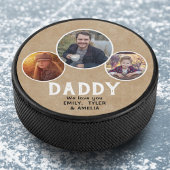Rustic Dad we houden van je 3 Foto's Father Day Hockey Puck