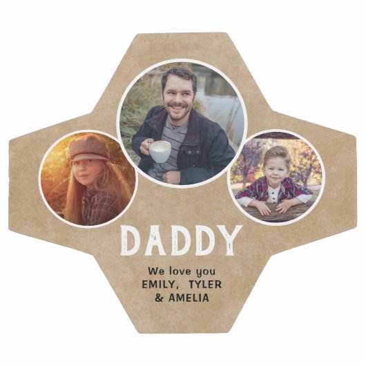 Rustic Dad we houden van je 3 Foto's Father Day Voetbal (Enkel)