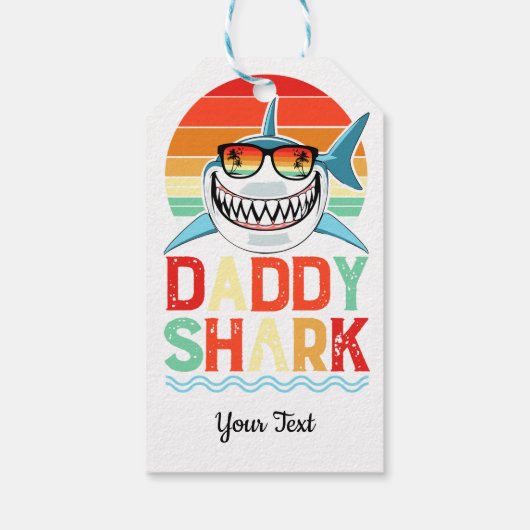 Rustic Daddy Shark Fathers Day Cadeaulabel (Achterkant)