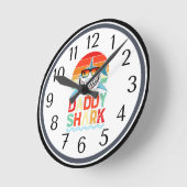 Rustic Daddy Shark Fathers Day Ronde Klok (Hoek)