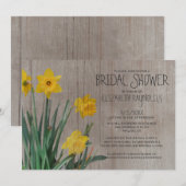 Rustic Daffodil Bridal Shower Invitations Kaart (Voorkant / Achterkant)