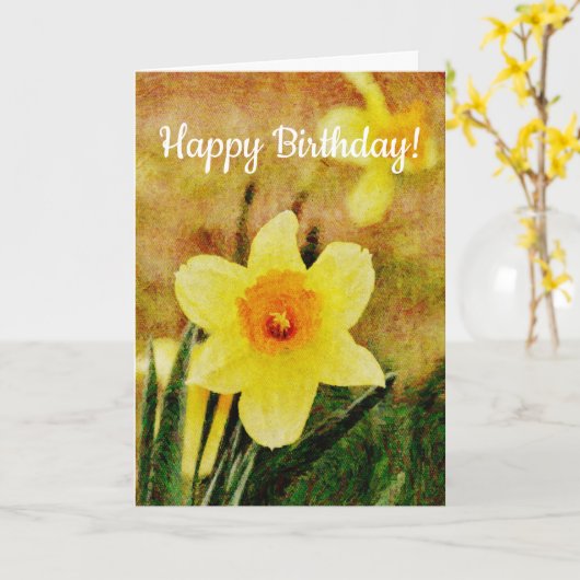 Rustic Daffodil Flower Art Verjaardag Kaart (Gele Bloem)