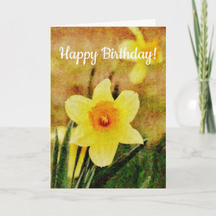 Rustic Daffodil Flower Art Verjaardag Kaart