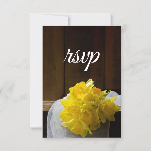 Rustic Daffodils and Barn Wood Spring Wedding RSVP Kaartje (Voorkant)