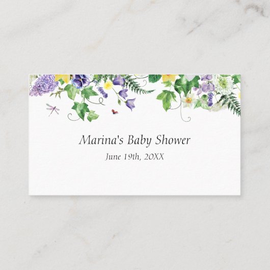 Rustic Daffodils and Wildbloemen Flat Place Card Plaatskaartje (Achterkant)