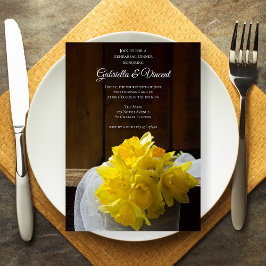 Rustic Daffodils Barn Wedding Rehearsal Dinner Kaart