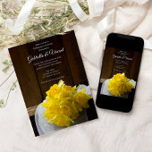 Rustic Daffodils Barn Wedding Rehearsal Dinner Kaart