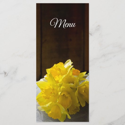 Rustic Daffodils Barn Wood Country Spring Weddensc Menu (Voorkant)