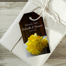 Rustic Daffodils Barn Wood Wedding Favor Labels Cadeaulabel