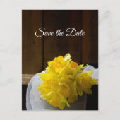 Rustic Daffodils Barn Wood Wedding Save the Date Aankondigingskaart (Voorkant)