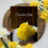Rustic Daffodils Barn Wood Wedding Save the Date Aankondigingskaart