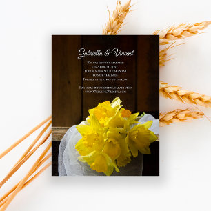 Rustic Daffodils Barn Wood Wedding Save the Date Magnetische Uitnodiging