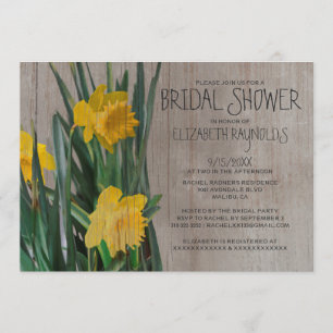 Rustic Daffodils Bridal Shower Invitations Kaart