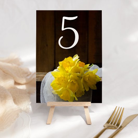 Rustic Daffodils en Barn Wood Country Weddenschap Kaart