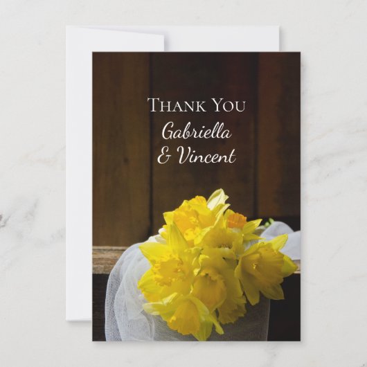 Rustic Daffodils en Barn Wood Wedding Bedankt (Voorkant)