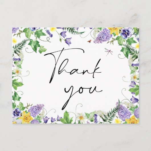 Rustic Daffodils en Wildbloemen Hartelijk dank Briefkaart (Voorkant)