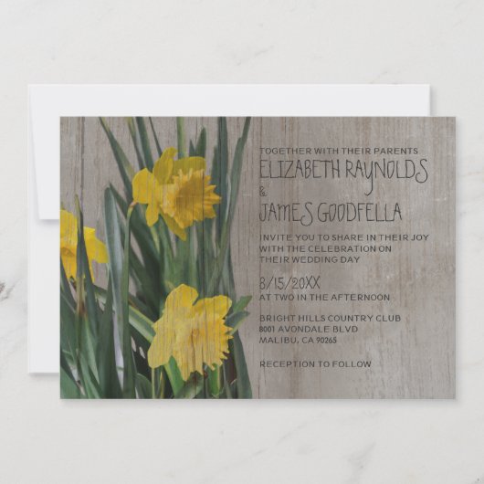 Rustic Daffodils Wedding Invitations Kaart (Voorkant)
