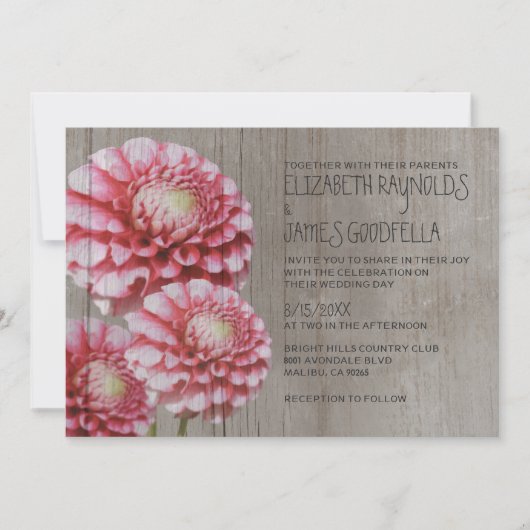 Rustic Dahlia Wedding Invitations Kaart (Voorkant)