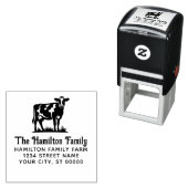 Rustic Dairy Koe #1 Naam Retour Adres Zelfinktende Stempel (In situ)