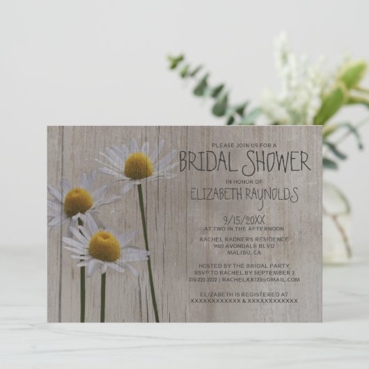 Rustic Daisies Bridal Shower Invitations Kaart (Staand voorkant)