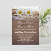 Rustic Daisies Burlap Print Wedding Invitations Kaart (Staand voorkant)