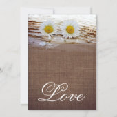 Rustic Daisies Burlap Print Wedding Invitations Kaart (Achterkant)