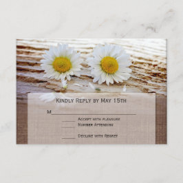 Rustic Daisies Burlap Print Wedding RSVP-kaarten RSVP Kaartje