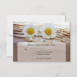 Rustic Daisies Burlap Print Wedding RSVP-kaarten RSVP Kaartje