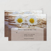 Rustic Daisies Burlap Print Wedding RSVP-kaarten RSVP Kaartje (Voorkant / Achterkant)